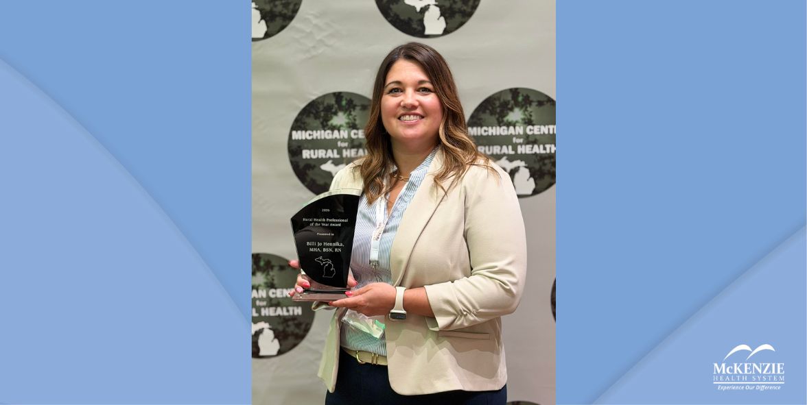 Billi Jo Hennika receives the 2026 Rural Health Professional of the Year award at the Michigan Center for Rural Health annual event. Photo courtesy of Michigan Center for Rural Health.